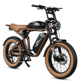 SAMEBIKE M20-II Electric Bike - 1200W Motor 48V18AH*2 Dual Battery 110KM Range Hydraulic Disc Brakes - Brown